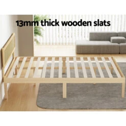 Yumi Solid Pinewood Double Bed Frame -Home Luxe Store WBED YUMI D WD AB 139241 04