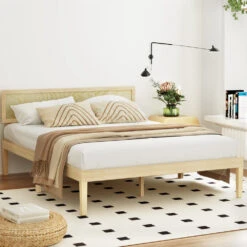 Yumi Solid Pinewood Double Bed Frame