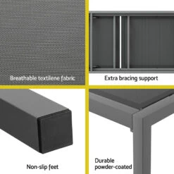 Aluminium Sun Lounger With Wheels Grey -Home Luxe Store aluminium sun lounger with wheels grey furniture outdoor bedzy australia 411445