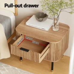 Deluxe Paulownia Wood Bedside Table With 2 Drawers - Pine -Home Luxe Store artiss bedside table 2 drawers paulownia wood pine furniture bedroom bedside tables bedzy australia 419332