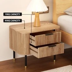 Deluxe Paulownia Wood Bedside Table With 2 Drawers - Pine -Home Luxe Store artiss bedside table 2 drawers paulownia wood pine furniture bedroom bedside tables bedzy australia 736753
