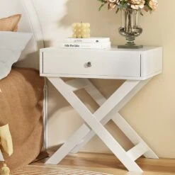 Qara Bedside Table White -Home Luxe Store artiss bedside table side end table drawers nightstand bedroom storage white bedzy australia abn 18 642 972 209 113501