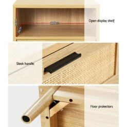 Rattan Bedside Table With 1 Drawer And Shelf - Oak -Home Luxe Store artiss rattan bedside table 1 drawer with shelf rei oak furniture bedroom bedside tables bedzy australia 272049