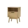 Rattan Bedside Table With 1 Drawer And Shelf - Oak