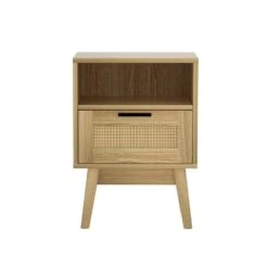Rattan Bedside Table With 1 Drawer And Shelf - Oak -Home Luxe Store artiss rattan bedside table 1 drawer with shelf rei oak furniture bedroom bedside tables bedzy australia 387351