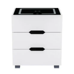 Smart LED 3 Drawer Bedside Table With Wireless Charging White -Home Luxe Store artiss smart bedside table 3 drawers with wireless charging ports led white adad bedzy australia abn 18 642 972 209 307222