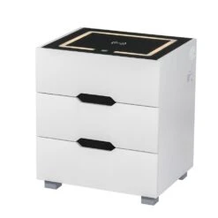 Smart LED 3 Drawer Bedside Table With Wireless Charging White -Home Luxe Store artiss smart bedside table 3 drawers with wireless charging ports led white adad bedzy australia abn 18 642 972 209 851971