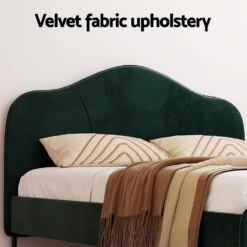 Queen Package | Daintree Velvet Bed Dark Green & Bonita Pillow Top Mattress (Medium Firm) -Home Luxe Store bed frame queen size velvet dark green furniture bedroom bedzy australia 479688