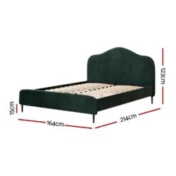 Queen Package | Daintree Velvet Bed Dark Green & Bonita Pillow Top Mattress (Medium Firm) -Home Luxe Store bed frame queen size velvet dark green furniture bedroom bedzy australia 762903