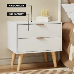 Bedside Table 2 Drawers - White -Home Luxe Store bedside table 2 drawers white furniture bedroom bedzy australia 459211