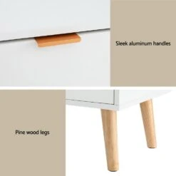 Bedside Table 2 Drawers - White -Home Luxe Store bedside table 2 drawers white furniture bedroom bedzy australia 897266