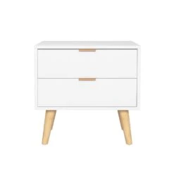 Bedside Table 2 Drawers - White -Home Luxe Store bedside table 2 drawers white furniture bedroom bedzy australia 952087