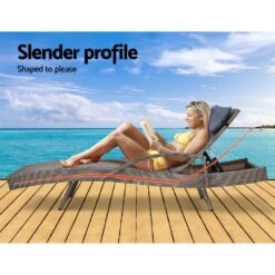 Bianca Outdoor Sun Lounger Chair With Pillow Headrest - Grey -Home Luxe Store bianca outdoor sun lounger chair with pillow headrest grey bedzy australia 278570