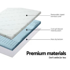 Cool Gel 7-zone Memory Foam Mattress Topper W/Bamboo Cover 5cm - Single -Home Luxe Store cool gel 7 zone memory foam mattress topper wbamboo cover 5cm single bedzy australia 732932