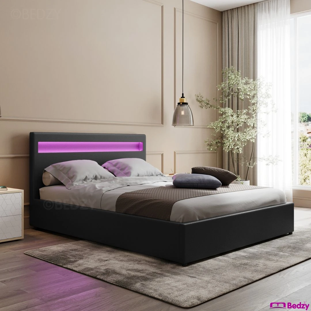 Double Package | Wanda LED Bed Black & Normay Series Pillow Top Mattress (Medium Firm) 2 Double Package | Wanda LED Bed Black & Normay Series Pillow Top Mattress (Medium Firm) - Image 2