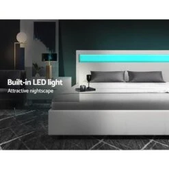 Double Package | Wanda LED Bed White & Normay Series Pillow Top Mattress (Medium Firm) -Home Luxe Store double package wanda led bed white normay series pillow top mattress medium firm bedzy australia 157108