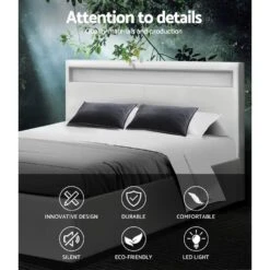 Double Package | Wanda LED Bed White & Normay Series Pillow Top Mattress (Medium Firm) -Home Luxe Store double package wanda led bed white normay series pillow top mattress medium firm bedzy australia 534376