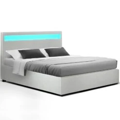 Double Package | Wanda LED Bed White & Normay Series Pillow Top Mattress (Medium Firm) -Home Luxe Store double package wanda led bed white normay series pillow top mattress medium firm bedzy australia 764824