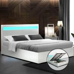Double Package | Wanda LED Bed White & Normay Series Pillow Top Mattress (Medium Firm) -Home Luxe Store double package wanda led bed white normay series pillow top mattress medium firm bedzy australia 805592