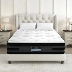 Double Premium Package | Henley LED Bed Black, Luna Series Euro Top Mattress (Medium Firm) & Bamboo Mattress Topper! -Home Luxe Store double premium package henley led bed black luna series euro top mattress medium firm pillowtop mattress topper bedzy australia abn 18 642 972 209 165611