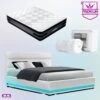 Double Premium Package | Henley LED Bed White, Luna Series Euro Top Mattress (Medium Firm) & Bamboo Mattress Topper!