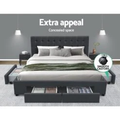 Double Premium Package | Trinity Bed Frame Charcoal, Luna Series Euro Top Mattress (Medium Firm) & Bamboo Mattress Topper! -Home Luxe Store double premium package trinity bed frame charcoal luna series euro top mattress medium firm pillowtop mattress topper bedzy australia abn 18 642 972 209 573027