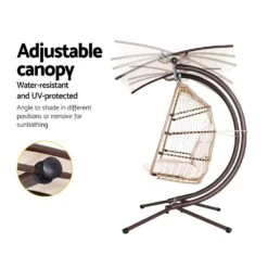 Double Wicker Hanging Swing Chair With Stand Latte -Home Luxe Store double wicker hanging swing chair with stand latte bedzy australia abn 18 642 972 209 648018