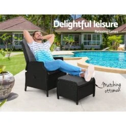 Ella Outdoor Recliner Patio Chair Black -Home Luxe Store ella outdoor recliner patio chair black bedzy australia abn 18 642 972 209 872940