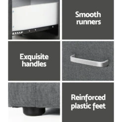 Fabric Bedside Table - Grey -Home Luxe Store fabric bedside table grey bedzy australia 641617