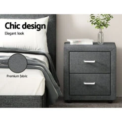 Fabric Bedside Table - Grey -Home Luxe Store fabric bedside table grey bedzy australia 942737