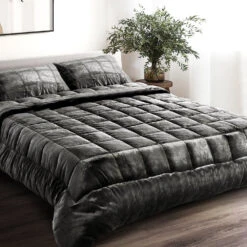 Faux Mink Quilt Comforter Fleece Throw Blanket Doona Charcoal Super King 15 Faux Mink Quilt Comforter Fleece Throw Blanket Doona Charcoal Super King -Home Luxe Store faux mink quilt comforter fleece throw blanket doona charcoal super king bedzy australia 196272