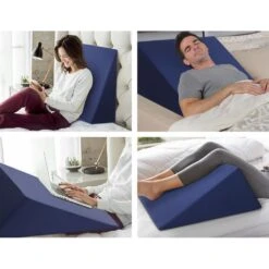 Foam Wedge Back Support Pillow - Blue -Home Luxe Store foam wedge back support pillow blue bedzy australia 618188