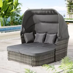 Extra Large Outdoor Day Bed With Canopy Grey -Home Luxe Store gardeon outdoor sun lounge setting patio furniture wicker sofa garden day bed bedzy australia abn 18 642 972 209 204739