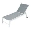 Aluminium Sun Lounger With Wheels - White