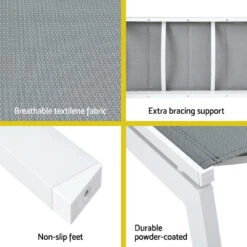 Aluminium Sun Lounger With Wheels - White -Home Luxe Store gardeon sun lounger chaise lounge wheels patio furniture outdoor setting white furniture outdoor outdoor sofas lounge sets bedzy australia 960515