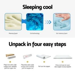 10cm Thick Deluxe Memory Foam Mattress Topper Cool Gel - Double -Home Luxe Store giselle bedding memory foam mattress topper cool gel bed mat bamboo 10cm double bedzy australia abn 18 642 972 209 553563