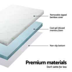 10cm Thick Deluxe Memory Foam Mattress Topper Cool Gel - King -Home Luxe Store giselle bedding memory foam mattress topper cool gel bed mat bamboo 10cm king bedzy australia abn 18 642 972 209 382679