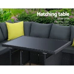 Hamilton 8 Seat Corner Outdoor Dining Setting - Black With Grey Cushions -Home Luxe Store hamilton 8 seat corner outdoor dining setting black with grey cushions bedzy australia abn 18 642 972 209 757905