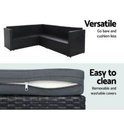 Hamilton 8 Seat Corner Outdoor Dining Setting - Black With Grey Cushions -Home Luxe Store hamilton 8 seat corner outdoor dining setting black with grey cushions bedzy australia abn 18 642 972 209 921281