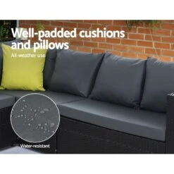 Hamilton 8 Seat Corner Outdoor Dining Setting - Black With Grey Cushions -Home Luxe Store hamilton 8 seat corner outdoor dining setting black with grey cushions bedzy australia abn 18 642 972 209 984533