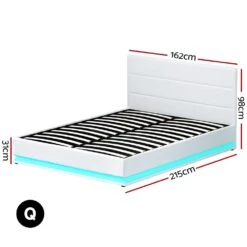 Henley Queen Gas Lift Storage Bed Frame With LED Lights – White 14 Henley Queen Gas Lift Storage Bed Frame With LED Lights – White -Home Luxe Store henley led storage queen bed frame white bedzy australia 143849