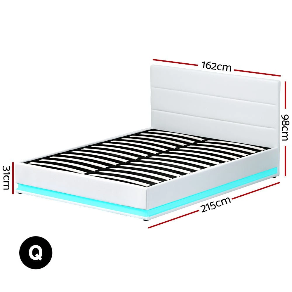 Henley Queen Gas Lift Storage Bed Frame With LED Lights – White 4 Henley Queen Gas Lift Storage Bed Frame With LED Lights – White - Image 4
