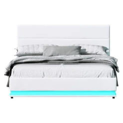 Henley Queen Gas Lift Storage Bed Frame With LED Lights – White 13 Henley Queen Gas Lift Storage Bed Frame With LED Lights – White -Home Luxe Store henley led storage queen bed frame white bedzy australia 449810