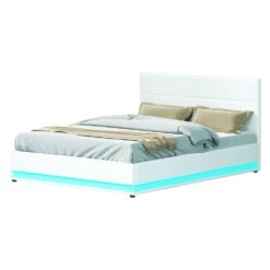 Henley Queen Gas Lift Storage Bed Frame With LED Lights – White 15 Henley Queen Gas Lift Storage Bed Frame With LED Lights – White -Home Luxe Store henley led storage queen bed frame white bedzy australia 621893