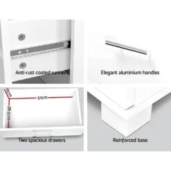 High Gloss Bedside Table With 2 Drawers White -Home Luxe Store high gloss bedside table with 2 drawers white bedzy australia 697227