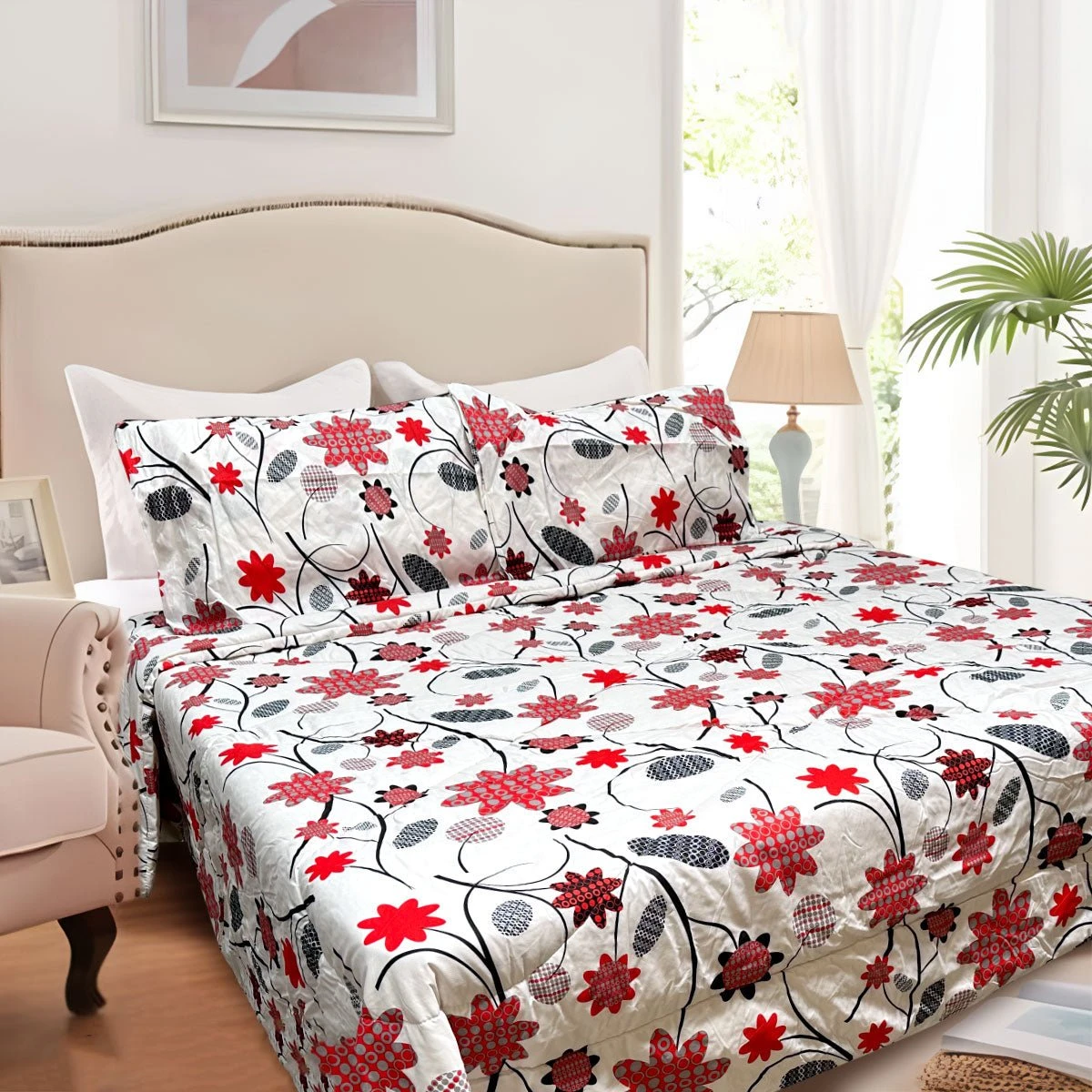 Hotel Living 3 Pce Light Weight Comforter Set Queen/King Corbett Floral Circles 1 Hotel Living 3 Pce Light Weight Comforter Set Queen/King Corbett Floral Circles