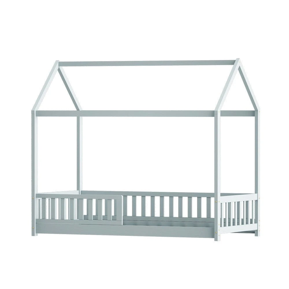 House Style Kids Single Bed Frame - Grey 1 House Style Kids Single Bed Frame - Grey
