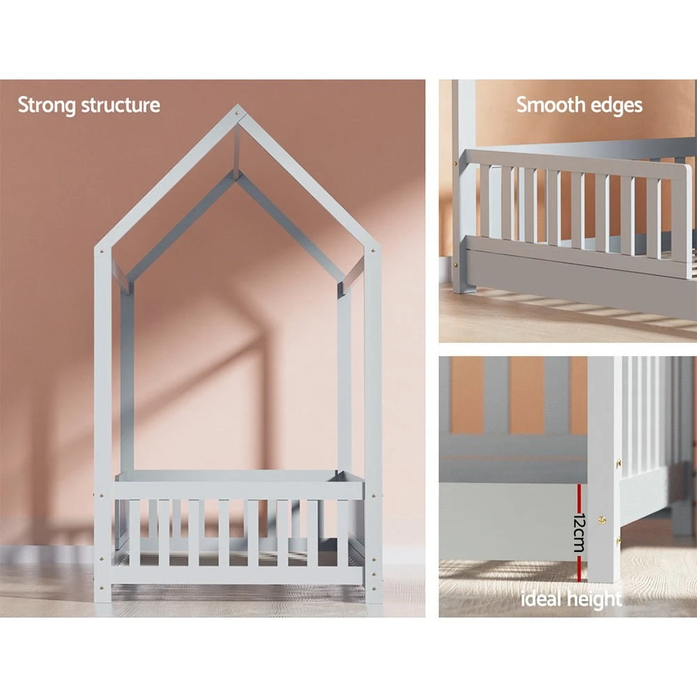 House Style Kids Single Bed Frame - Grey 6 House Style Kids Single Bed Frame - Grey - Image 6
