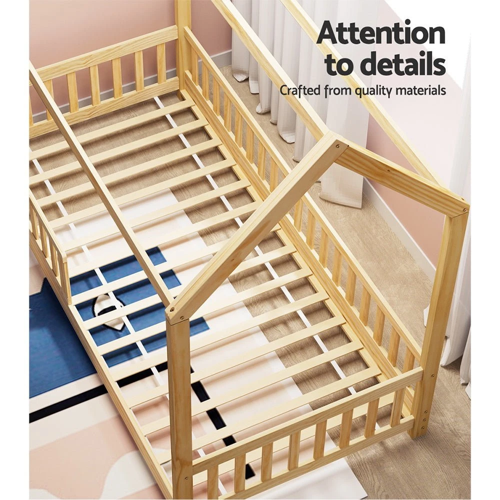 House Style Kids Single Bed Frame - Oak 4 House Style Kids Single Bed Frame - Oak - Image 4