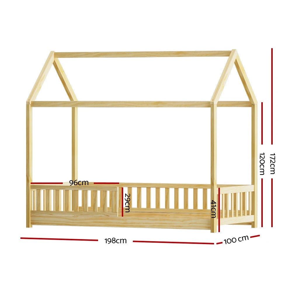 House Style Kids Single Bed Frame - Oak 2 House Style Kids Single Bed Frame - Oak - Image 2